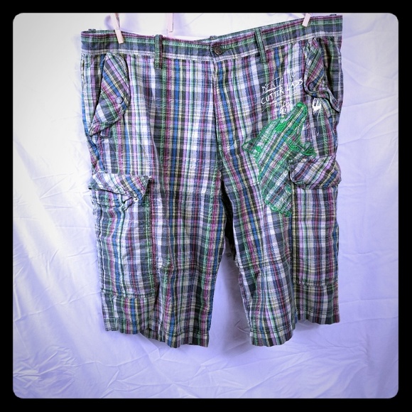 Cargo Artful Doger Plaid Multi-colored Shorts - Picture 1 of 6